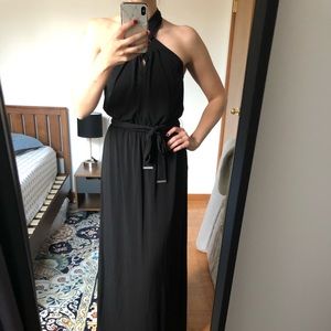 Michael Kors ALL BLACK Twist Neck Maxi Dress